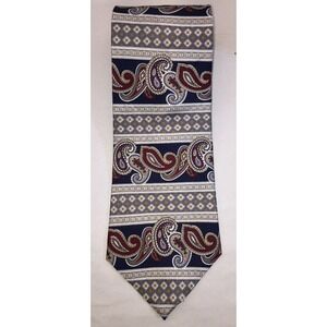 NOS‎ Reed St. James Gold & Red Paisley Patterned Silk Neck Tie - 56" Length